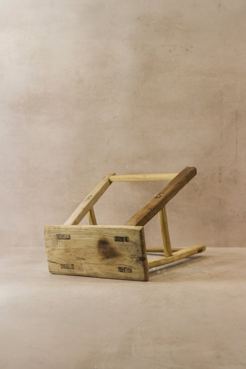 Vintage Rustic Elm Wood Stool - Medium - No 47