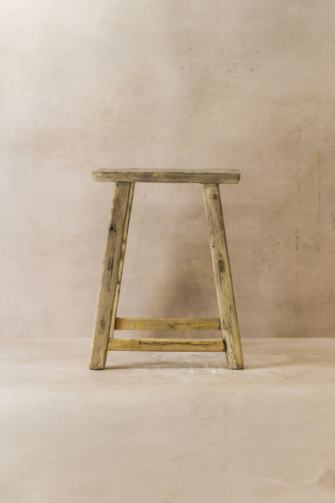 Vintage Rustic Elm Wood Stool - Medium - No 48