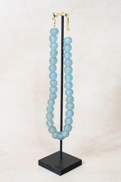 Ghana Glass Beads Necklace, Light blue - 85.5