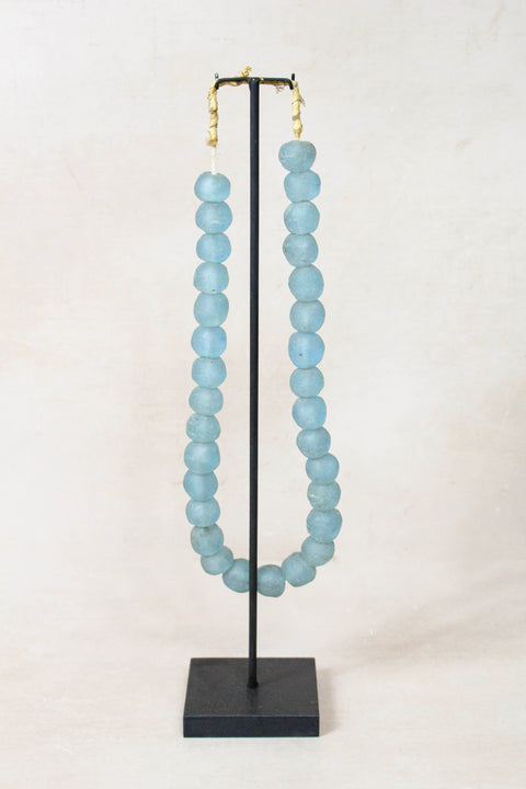Ghana Glass Beads Necklace, Light blue - 85.5