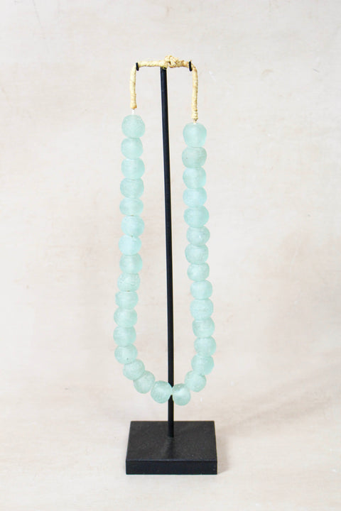 Ghana Glass Beads Necklace, Light blue - 85.9