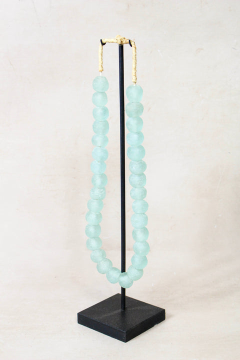 Ghana Glass Beads Necklace, Light blue - 85.9
