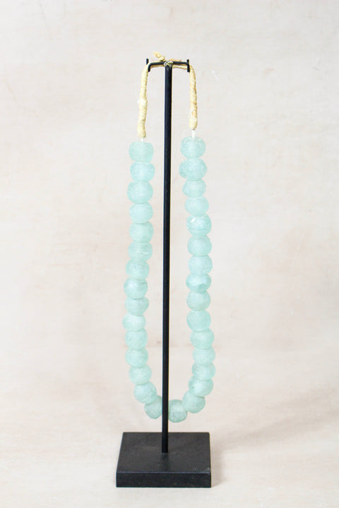 Ghana Glass Beads Necklace, Light blue - 85.10