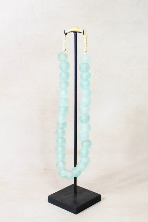Ghana Glass Beads Necklace, Light blue - 85.11