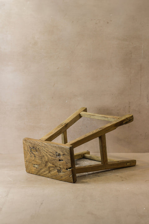 Vintage Rustic Elm Wood Stool - Medium - No 50