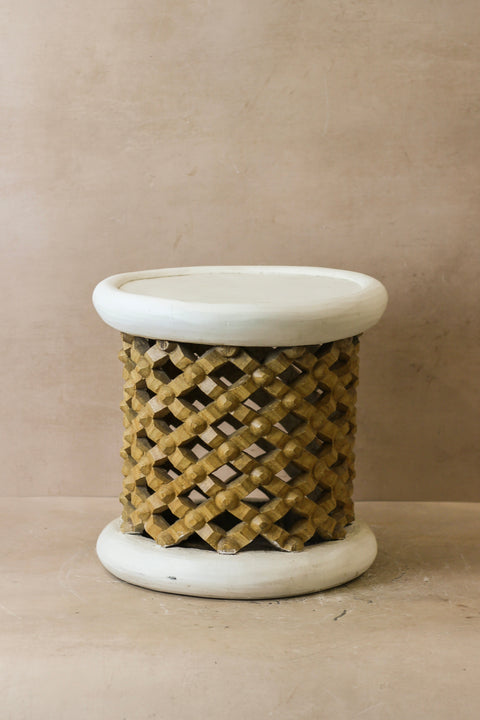 Bamileke Hocker - Weiß/Natur