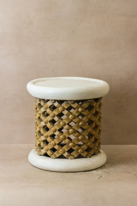 Bamileke Hocker - Weiß/Natur