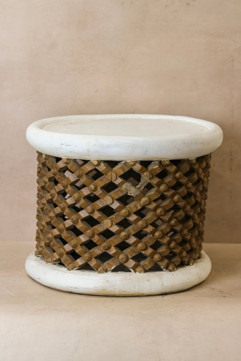 Bamileke Tisch - Weiß/Natur