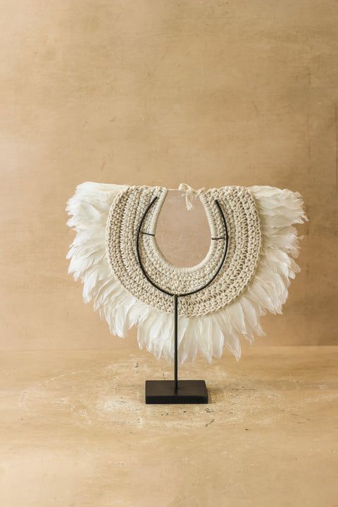 Handmade Feathers and Beads Necklace - 22.6