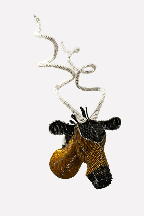 Beaded Antelope Wall Sculpture - Hand made - 17.9