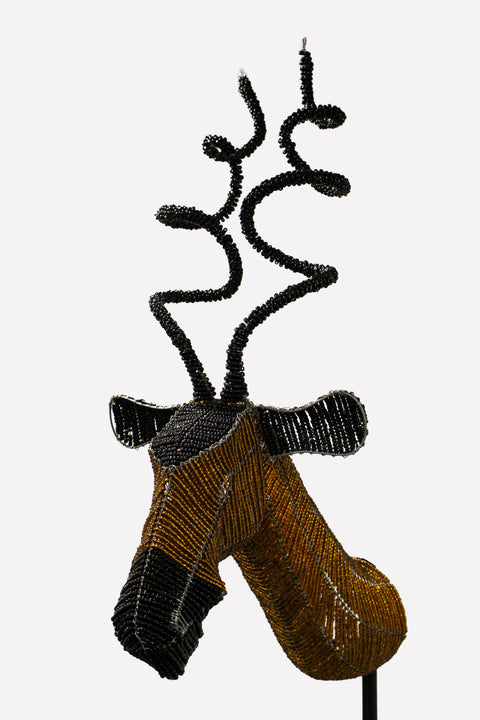 Beaded Antelope Wall Sculpture - Hand made - 17.8