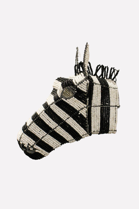 Beaded Zebra Wall Sculpture - 17.7