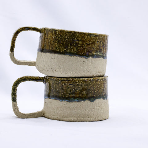 Beige Grande Handmade Milled Stoneware Big Ceramic Mug