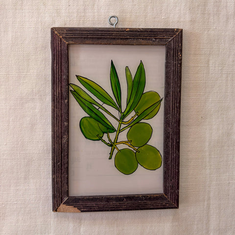 GREEN OLIVES  Indian glass painting