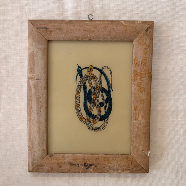 SNAKES CREAM FRAME Indian glass painting