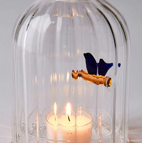 Ichendorf Milano Birds: Windproof Candle Holder with Blue Bird