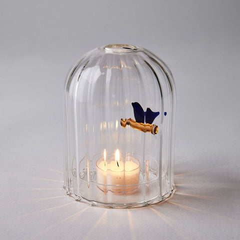 Ichendorf Milano Birds: Windproof Candle Holder with Blue Bird
