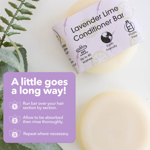 Lavender & Lime Solid Conditioner Bar | Natural Hair Conditioner for All Hair Types | Vegan, Plastic-Free Hair Care