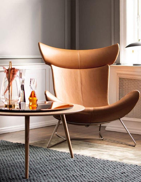 IMOLA Style Chair with Stool In Brown Premium Leather