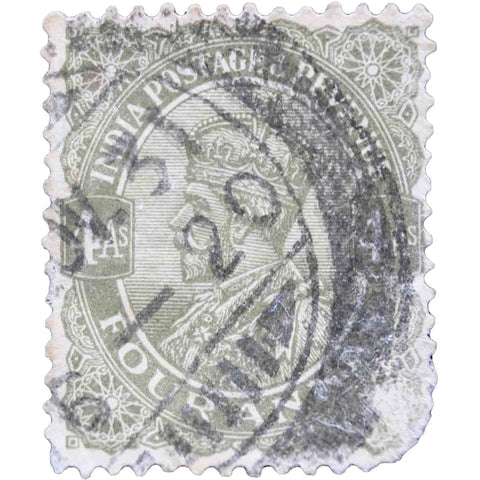 India - King George V, 4 Anna, 1928 Used Postage Stamp