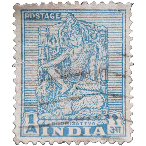 India 1950 1 Indian Anna Used Postage Stamp Views- Bodhisattva
