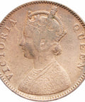 India British Queen Victoria 1862 Quarter Anna Copper Coin Type A bust, type 1 reverse, Madras Mint
