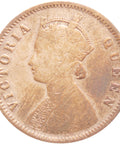 India British Queen Victoria 1875 Quarter Anna Copper Coin