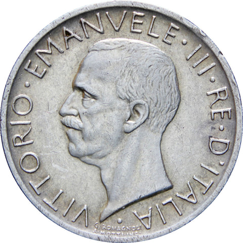 Italy 1927 5 Lire Vittorio Emanuele III Coin Silver