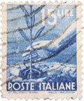 Italy 1946 15 - Italian Lira Used Postage Stamp Hand planting an olive tree