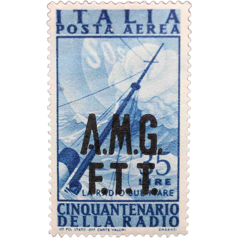 Italy 1947 35 Italian liraPostage Stamp Overprint A.M.G F.T.T Mast and stormy sea