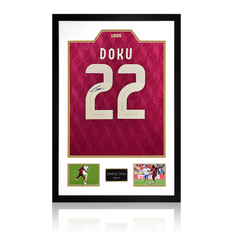 Jérémy Doku Signed Belgium Shirt Premium Frame