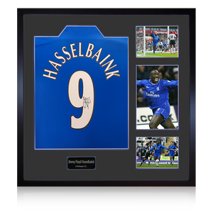 Jimmy Floyd Hasselbaink Signed Chelsea Shirt Elite Frame