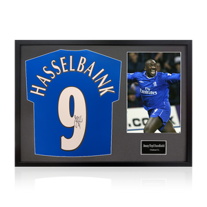 Jimmy Floyd Hasselbaink Signed Chelsea Shirt Classic Frame