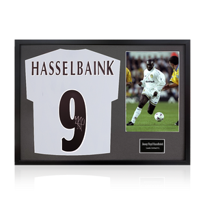 Jimmy Floyd Hasselbaink Signed Leeds United Shirt Classic Frame