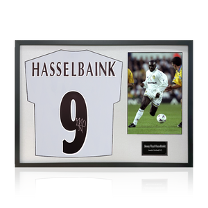 Jimmy Floyd Hasselbaink Signed Leeds United Shirt Classic Frame