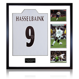 Jimmy Floyd Hasselbaink Signed Leeds United Shirt Elite Frame