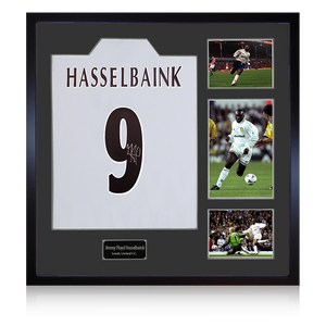 Jimmy Floyd Hasselbaink Signed Leeds United Shirt Elite Frame