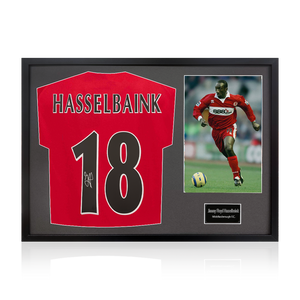 Jimmy Floyd Hasselbaink Signed Middlesbrough Shirt Classic Frame