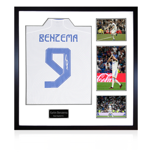 Karim Benzema Signed Real Madrid Shirt Elite Frame