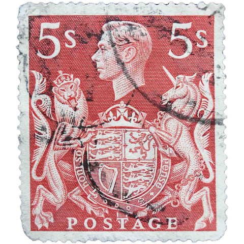 King George VI 1939 5 s - British Shilling Great Britain Used Postage Stamp