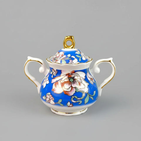 Service à thé en porcelaine fine bleu royal du Warwickshire