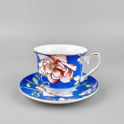 Service à thé en porcelaine fine bleu royal du Warwickshire