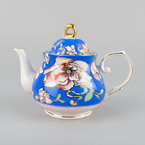 Service à thé en porcelaine fine bleu royal du Warwickshire