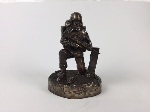 British Kneeling Soldier Cold Cast Bronze Military Statue Sculpture