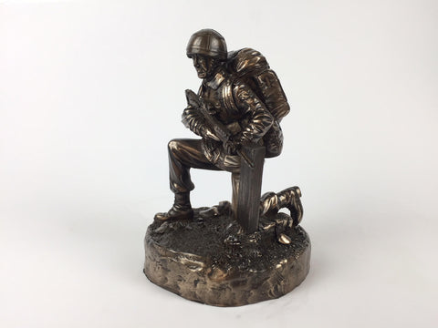 British Kneeling Soldier Cold Cast Bronze Military Statue Sculpture