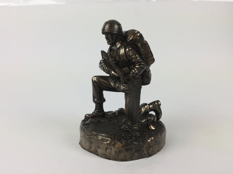 British Kneeling Soldier Cold Cast Bronze Military Statue Sculpture