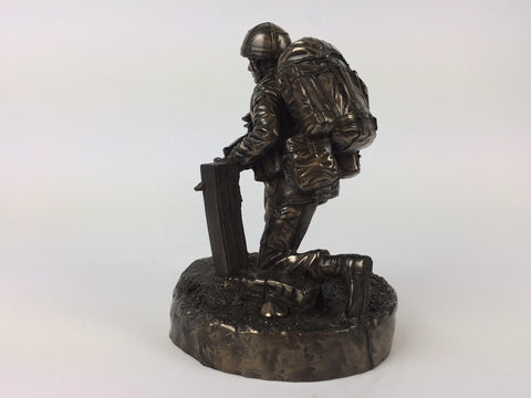 British Kneeling Soldier Cold Cast Bronze Military Statue Sculpture