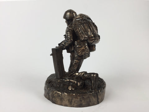 British Kneeling Soldier Cold Cast Bronze Military Statue Sculpture