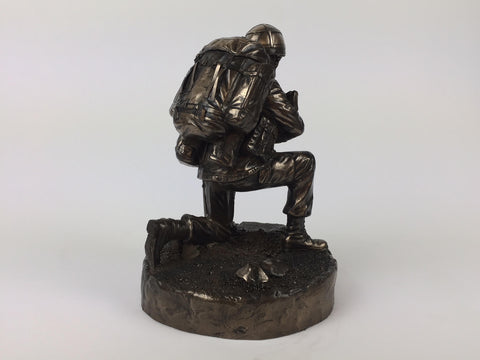 British Kneeling Soldier Cold Cast Bronze Military Statue Sculpture