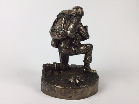 British Kneeling Soldier Cold Cast Bronze Military Statue Sculpture